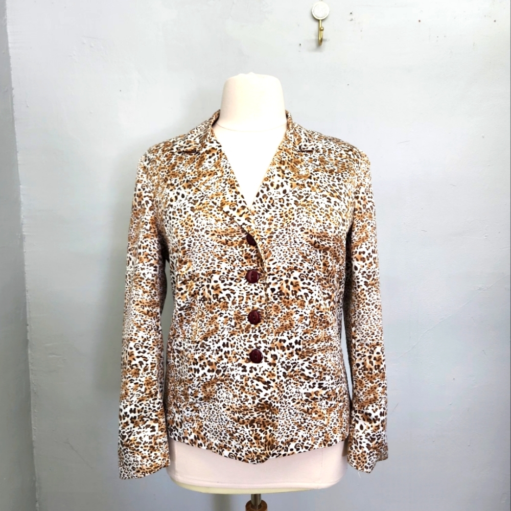 Allyson Cara silky animal print blazer
